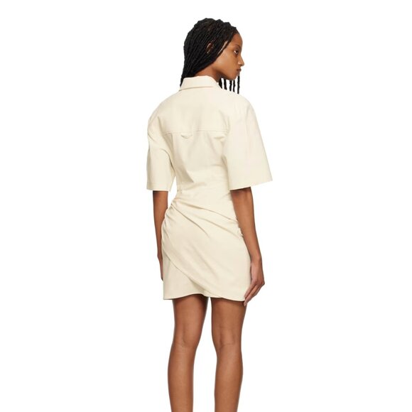NWT JACQUEMUS Off-White Le Raphia 'La Robe Camisa' Minidress Size FR 42 (US 10) - Picture 4 of 10